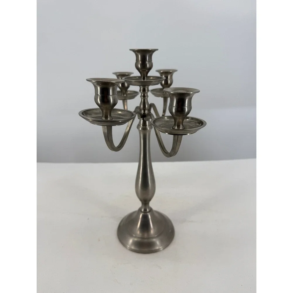Pier 1 5-Arm Metal Candelabra Candle Holder Silver‎ Tone